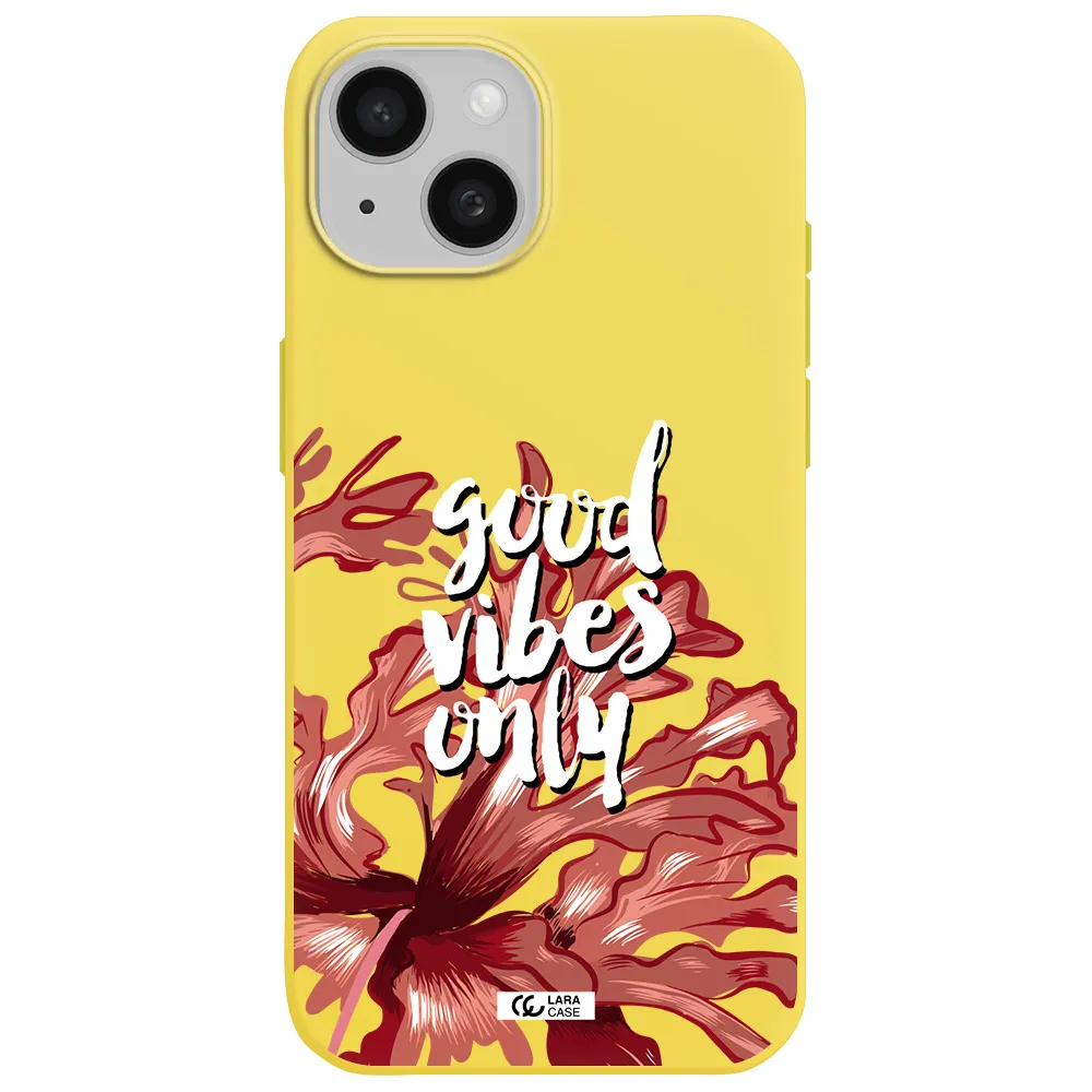 Tropical Vibes Red Apple iPhone 15 Silicone canary yellow Case
