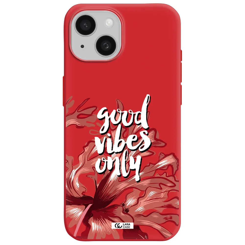 Tropical Vibes Red Apple Iphone 15 Silicone Imperial Red Case