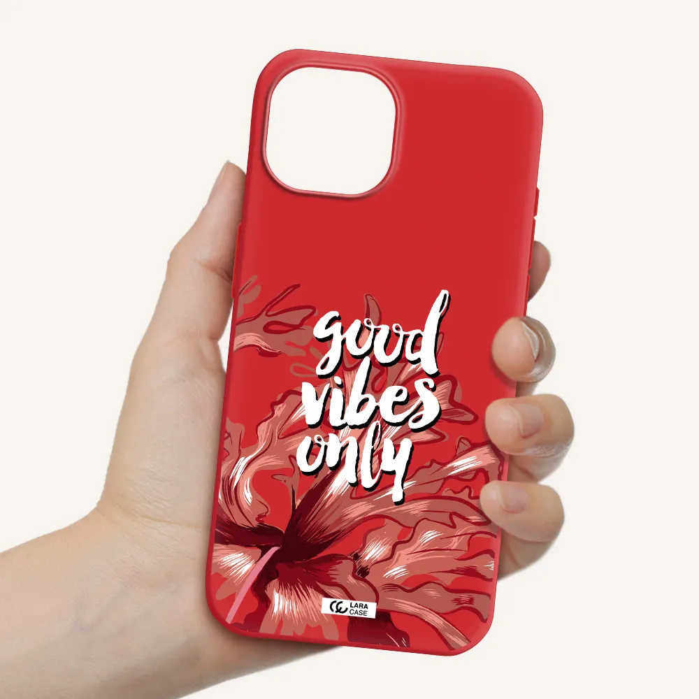 Tropical Vibes Red Apple Iphone 15 Silicone Imperial Red Case