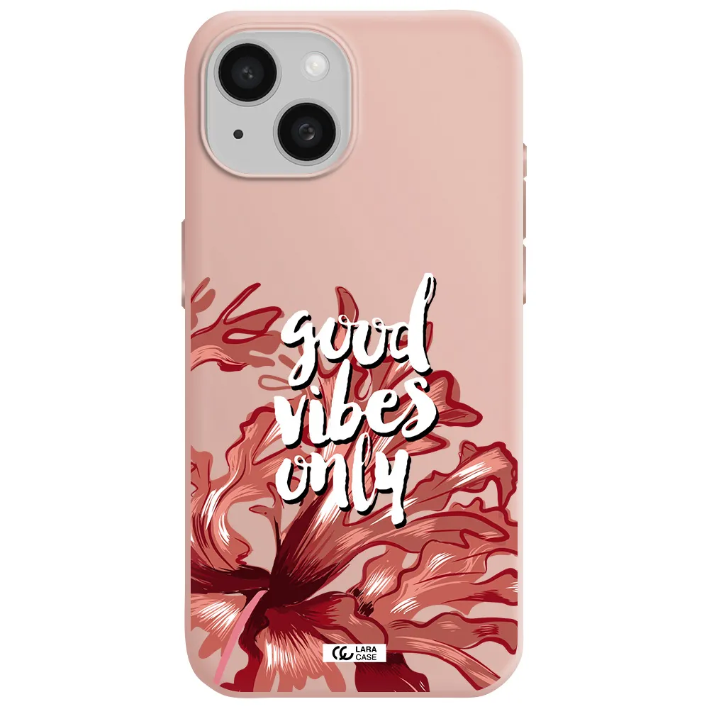 Tropical Vibes Red Apple Iphone 15 Silicone Pastel Pink Case