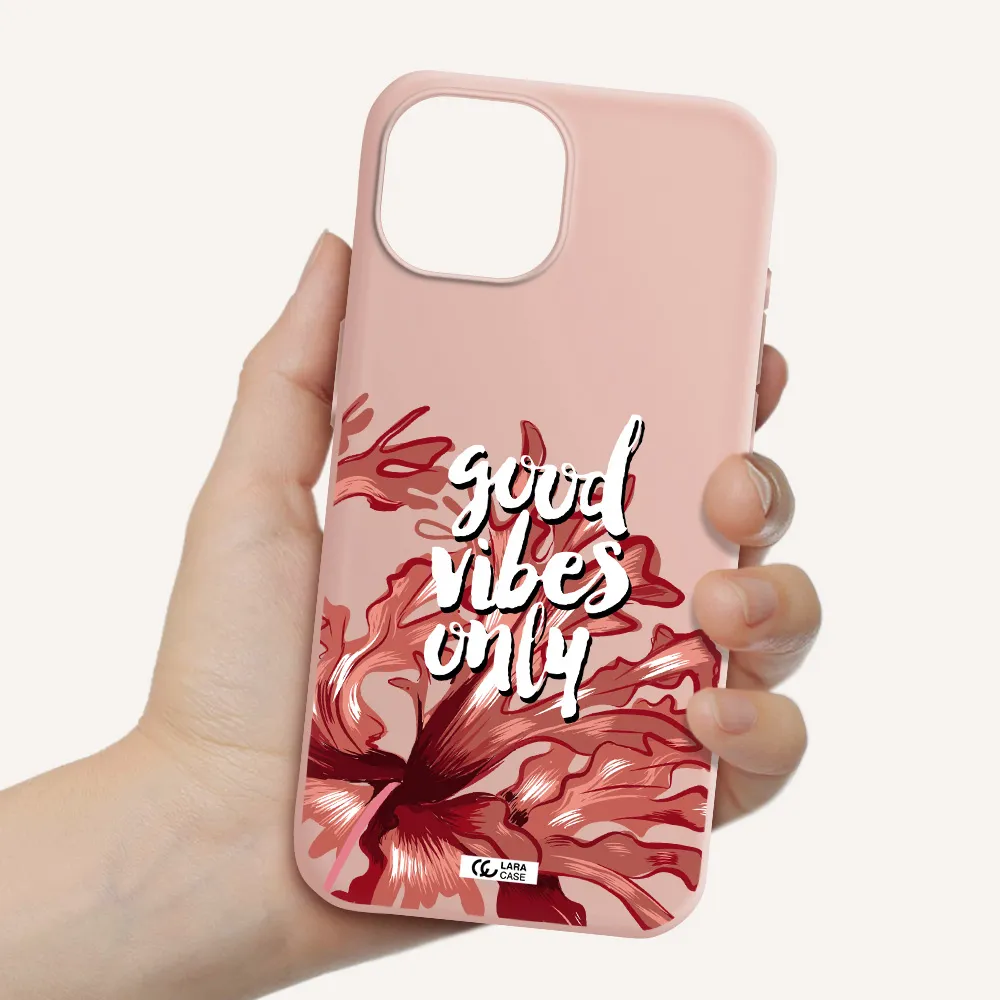 Tropical Vibes Red Apple Iphone 15 Silicone Pastel Pink Case