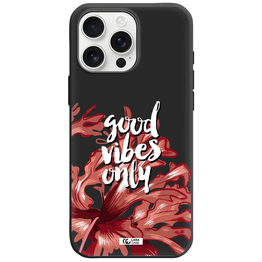 Tropical Vibes Red Apple Iphone 16 Pro Max Silicone Black Case