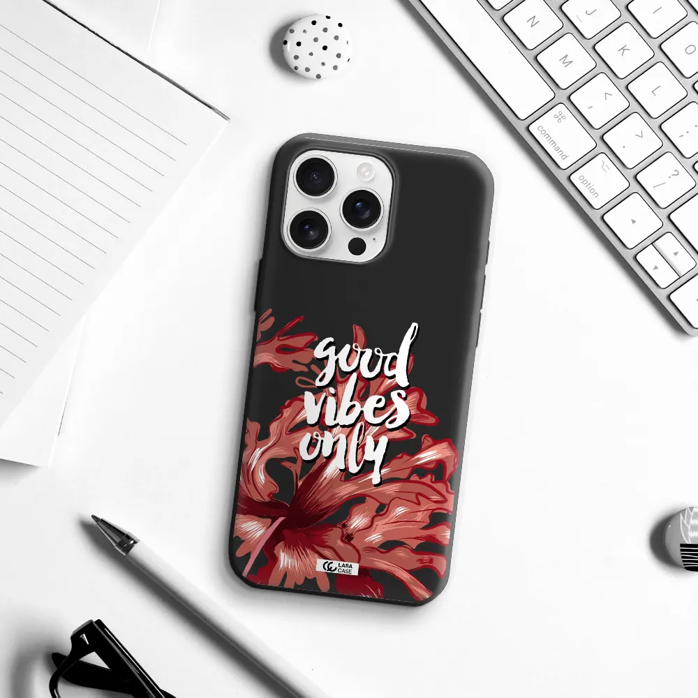 Tropical Vibes Red Apple Iphone 16 Pro Max Silicone Black Case