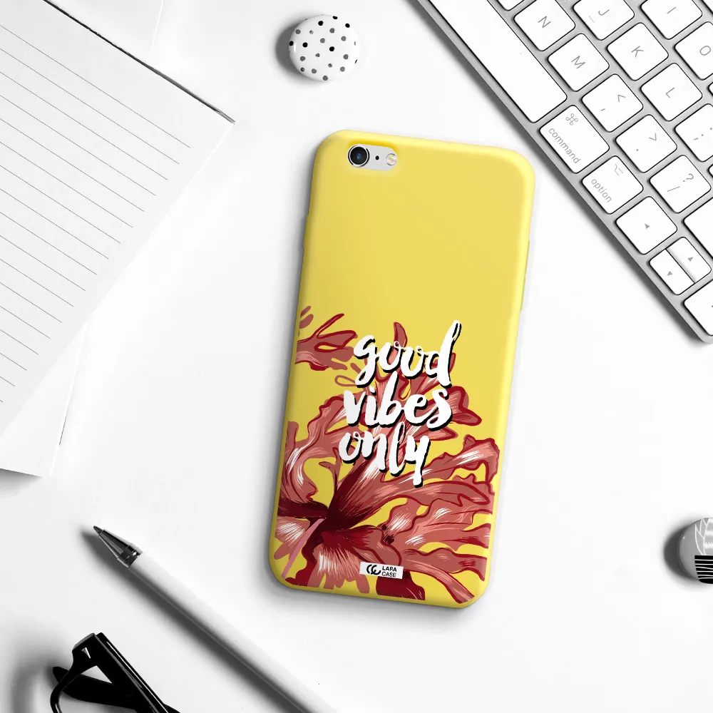 Tropical Vibes Red Apple iPhone 6 plus Silicone canary yellow Case