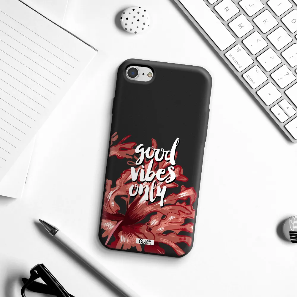 Tropical Vibes Red Apple iPhone 7 Silicone black Case