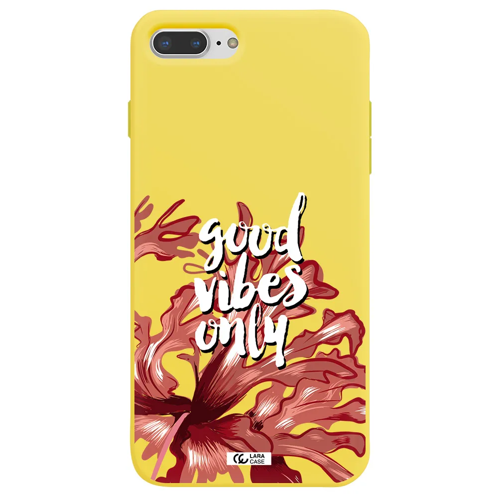 Tropical Vibes Red Apple iPhone 8 plus Silicone canary yellow Case