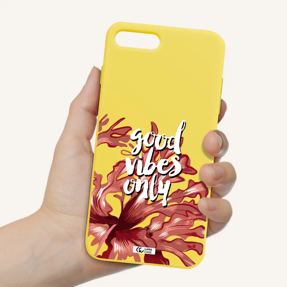 Tropical Vibes Red Apple iPhone 8 plus Silicone canary yellow Case