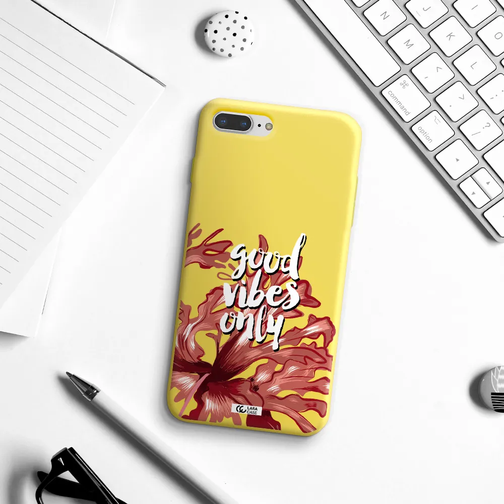Tropical Vibes Red Apple iPhone 8 plus Silicone canary yellow Case