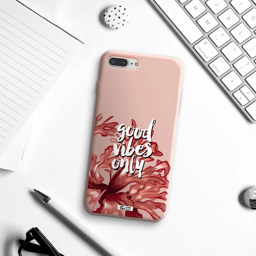 Tropical Vibes Red Apple iPhone 8 plus Silicone pastel pink Case