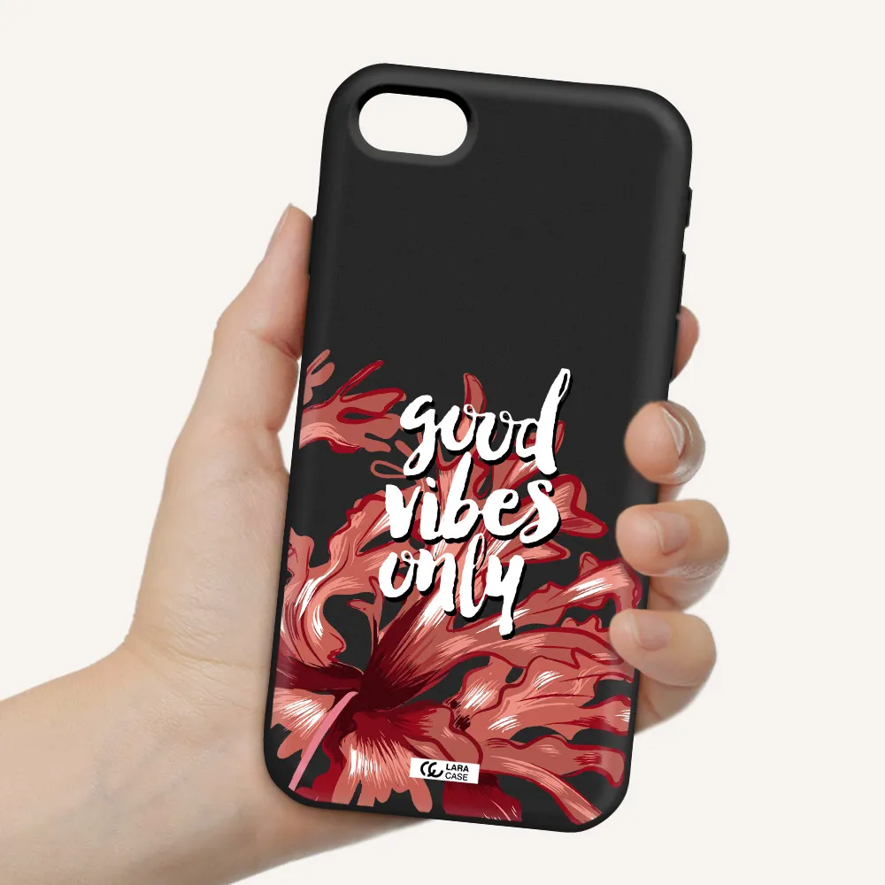 Tropical Vibes Red Apple iPhone se 2020 Silicone black Case