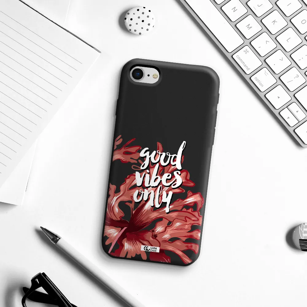 Tropical Vibes Red Apple iPhone se 2020 Silicone black Case