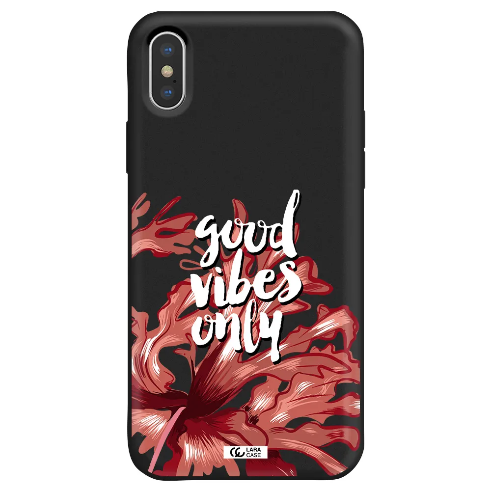Tropical Vibes Red Apple iPhone X Silicone black Case
