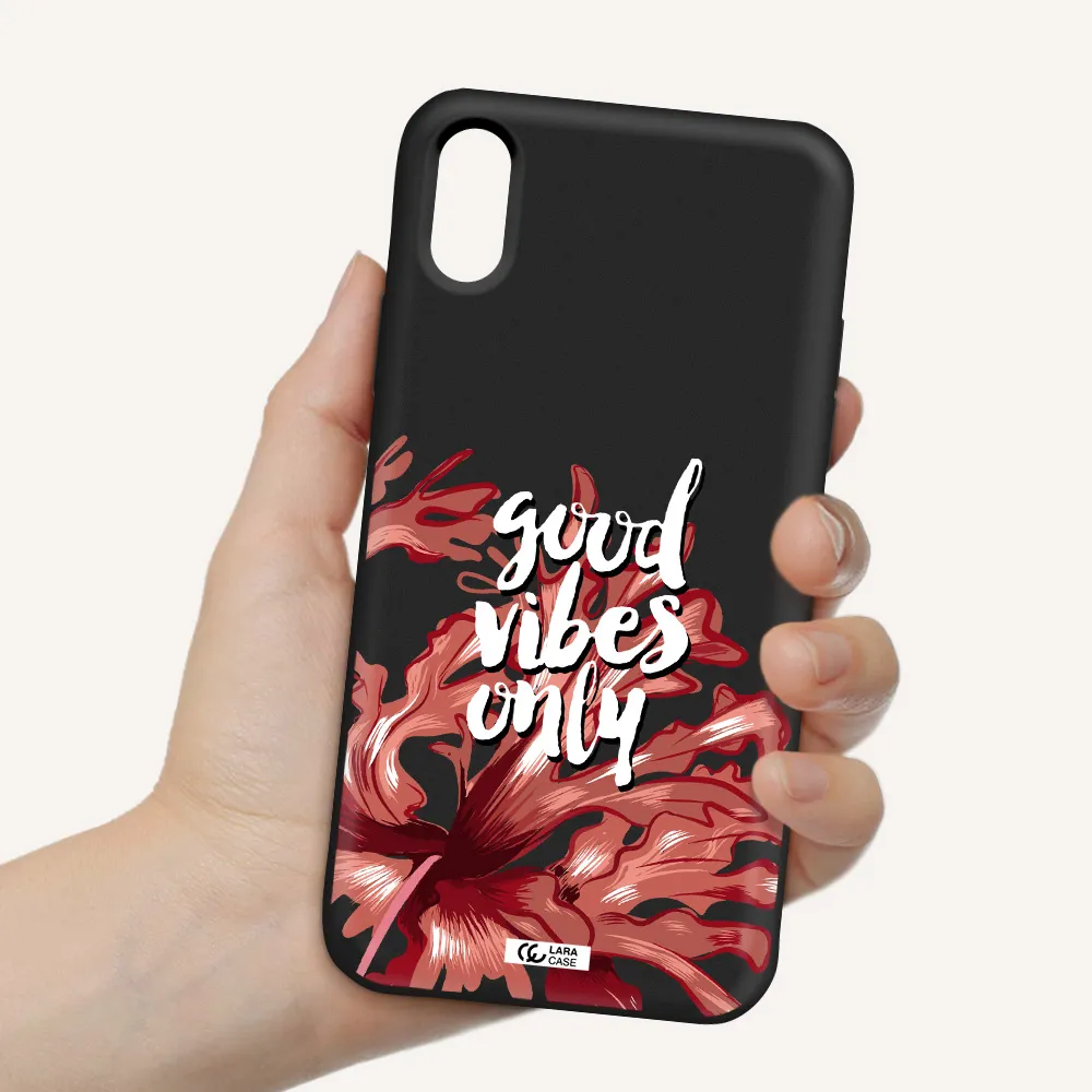 Tropical Vibes Red Apple iPhone X Silicone black Case