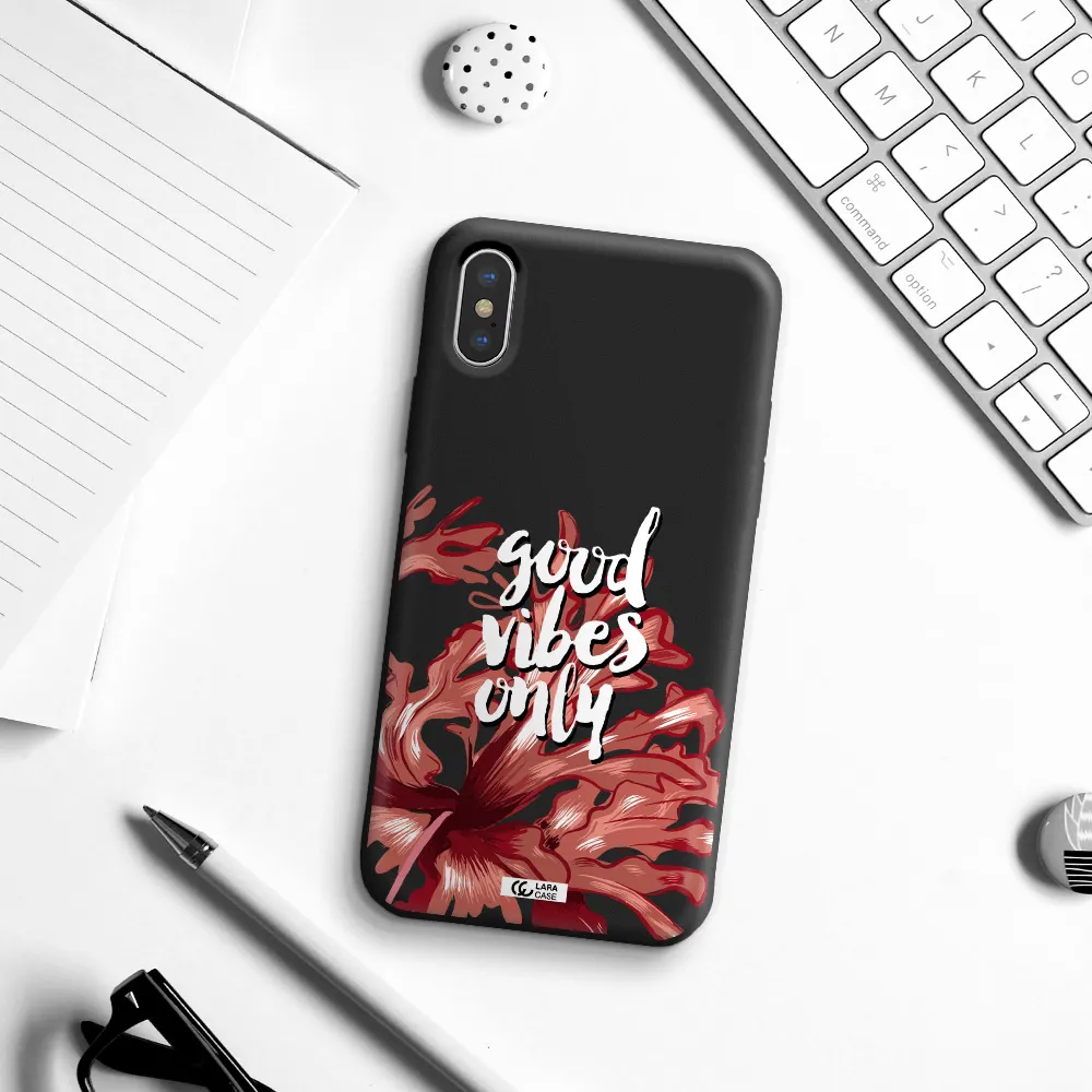 Tropical Vibes Red Apple iPhone X Silicone black Case