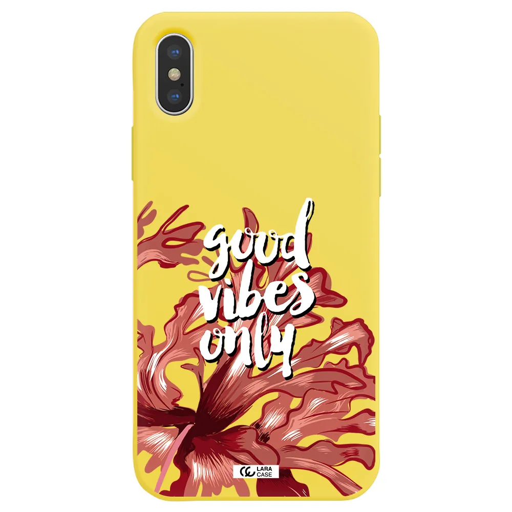 Tropical Vibes Red Apple iPhone X Silicone canary yellow Case