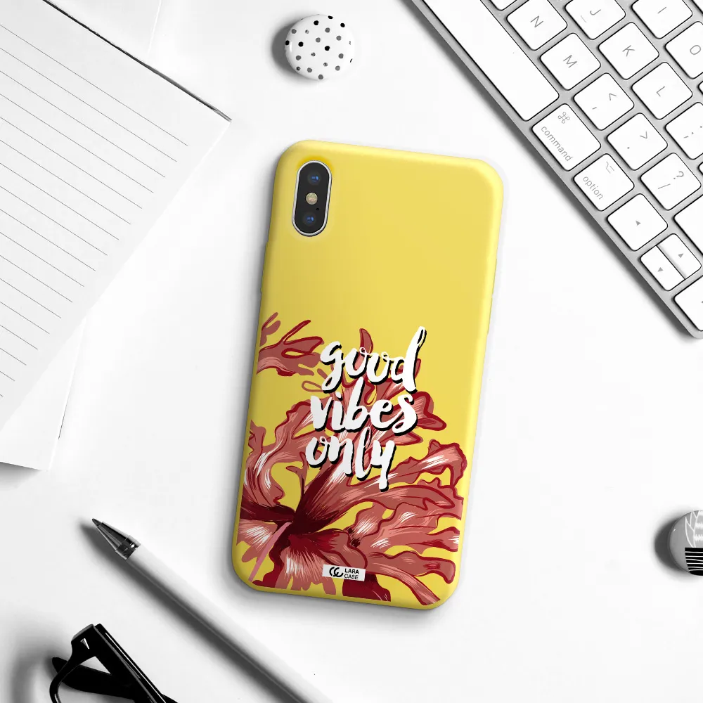Tropical Vibes Red Apple iPhone X Silicone canary yellow Case