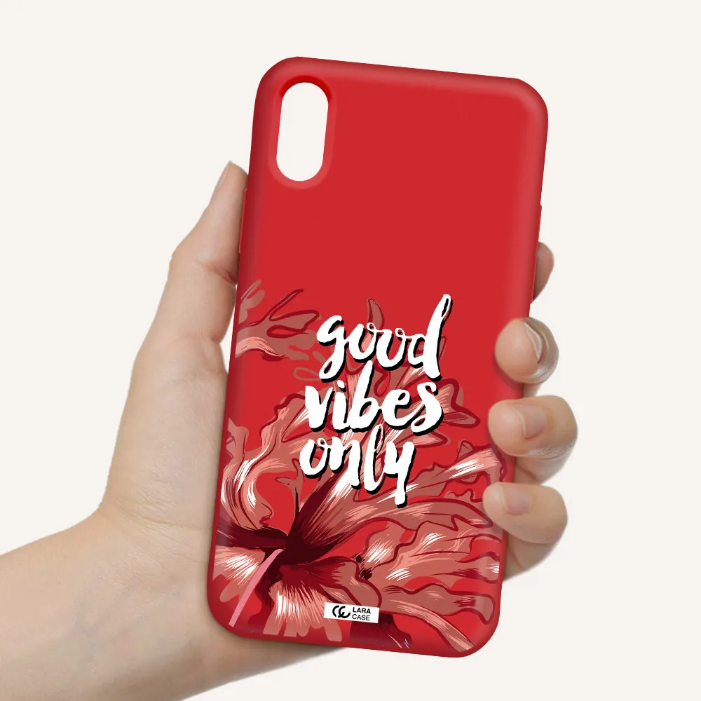 Tropical Vibes Red Apple iPhone X Silicone Imperial Red Case