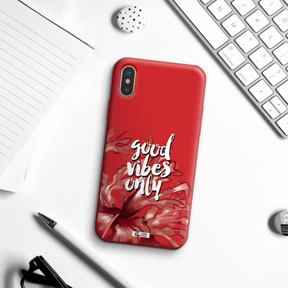 Tropical Vibes Red Apple iPhone X Silicone Imperial Red Case