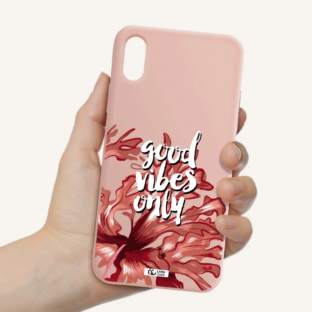 Tropical Vibes Red Apple iPhone X Silicone pastel pink Case