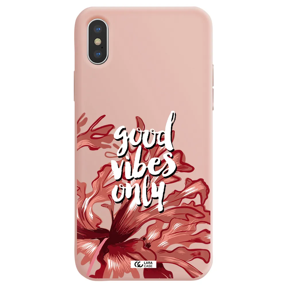 Tropical Vibes Red Apple iPhone XS Silicone pastel pink Case