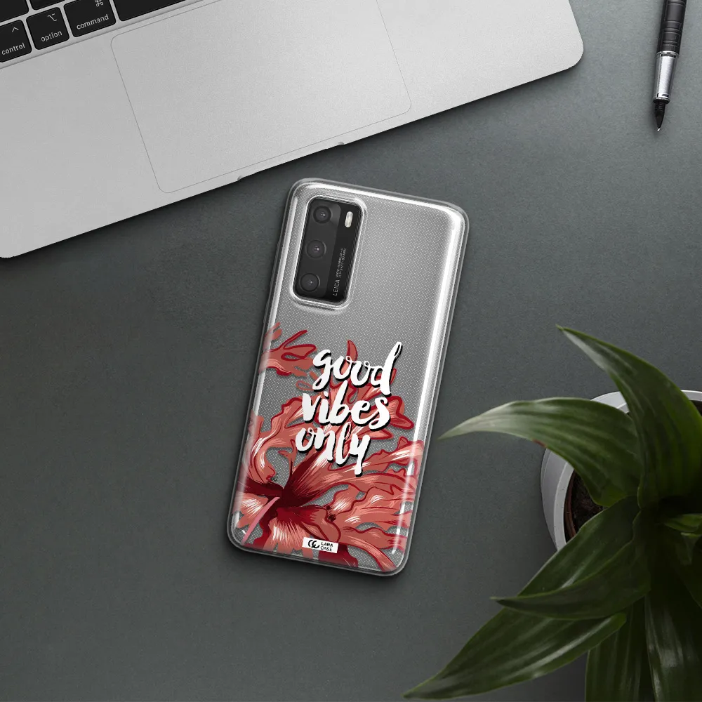 Tropical Vibes Red Huawei P40 Clear TPU Case