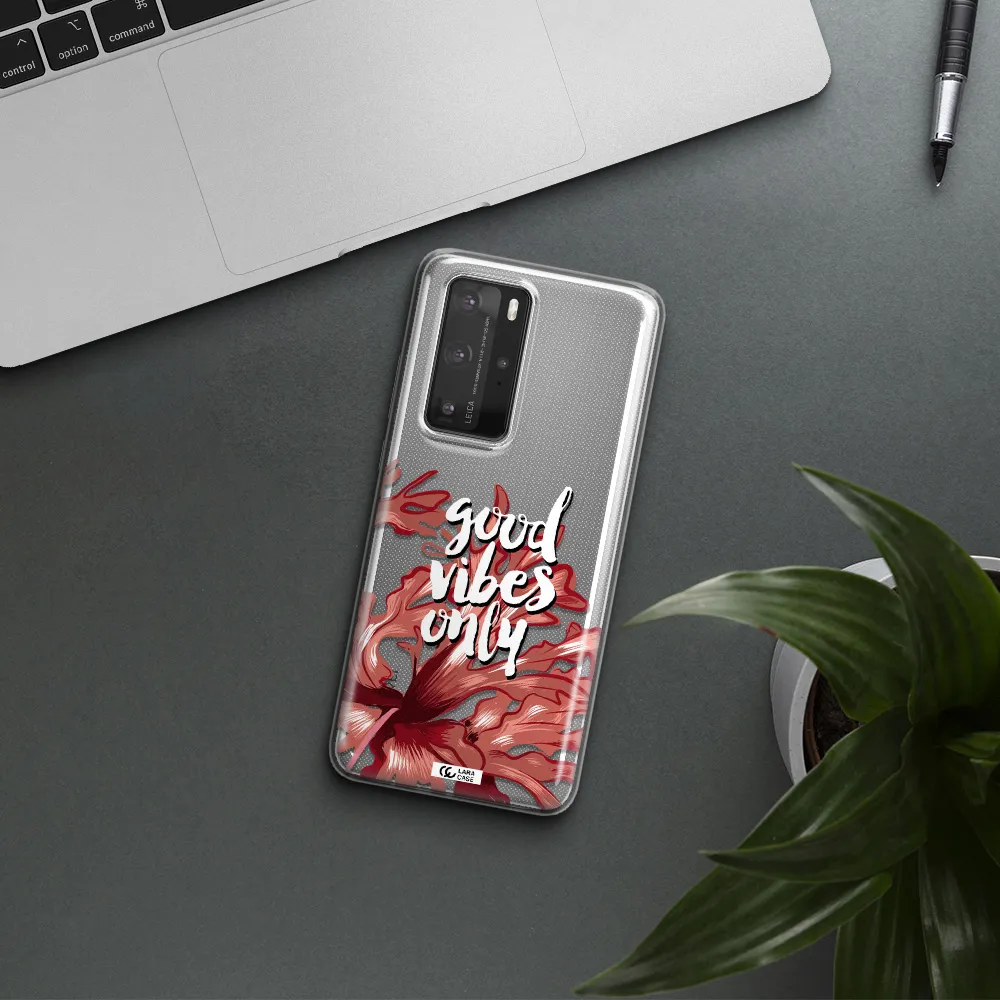 Tropical Vibes Red Huawei P40 Pro Clear TPU Case
