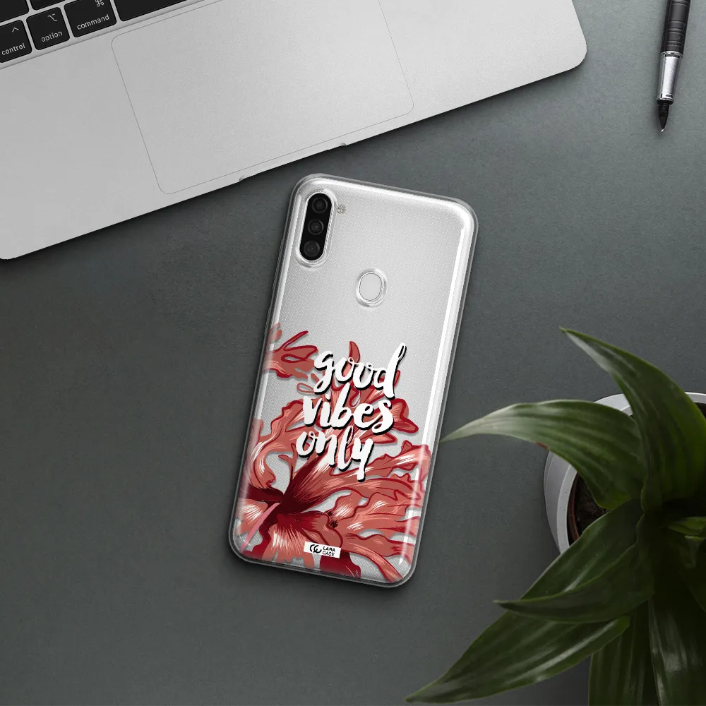 Tropical Vibes Red Samsung A11 Clear TPU Case