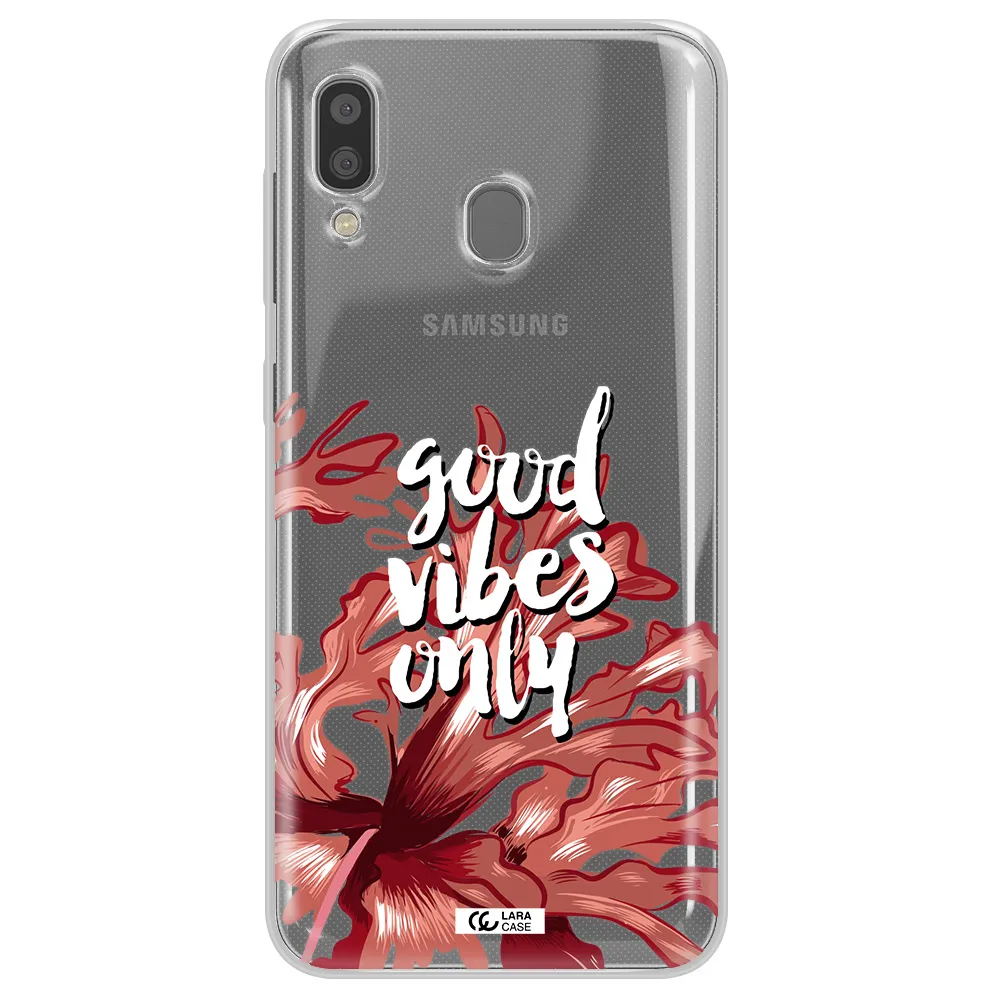 Tropical Vibes Red Samsung A20 Clear TPU Case
