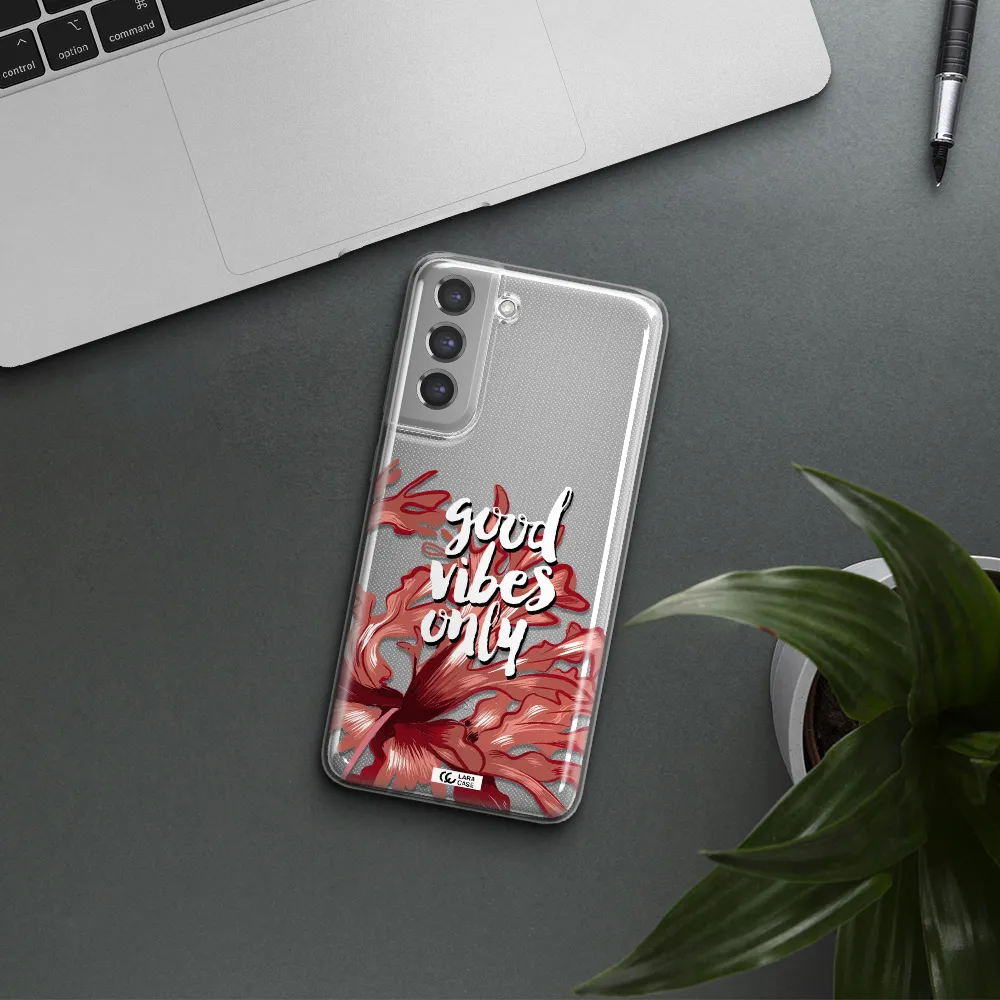 Tropical Vibes Red Samsung A21 Fe Clear TPU Case