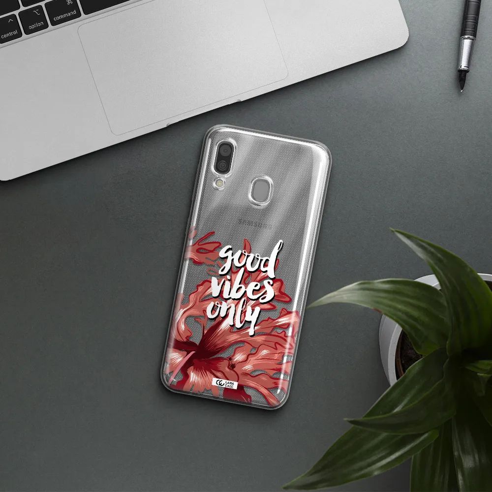 Tropical Vibes Red Samsung A30 Clear TPU Case