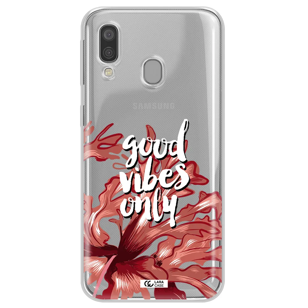 Tropical Vibes Red Samsung A40 Clear TPU Case