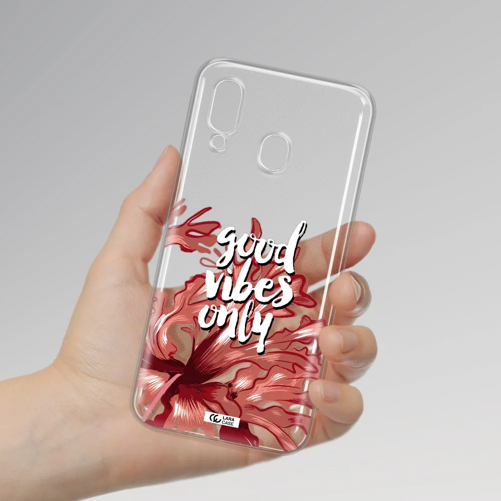 Tropical Vibes Red Samsung A40 Clear TPU Case