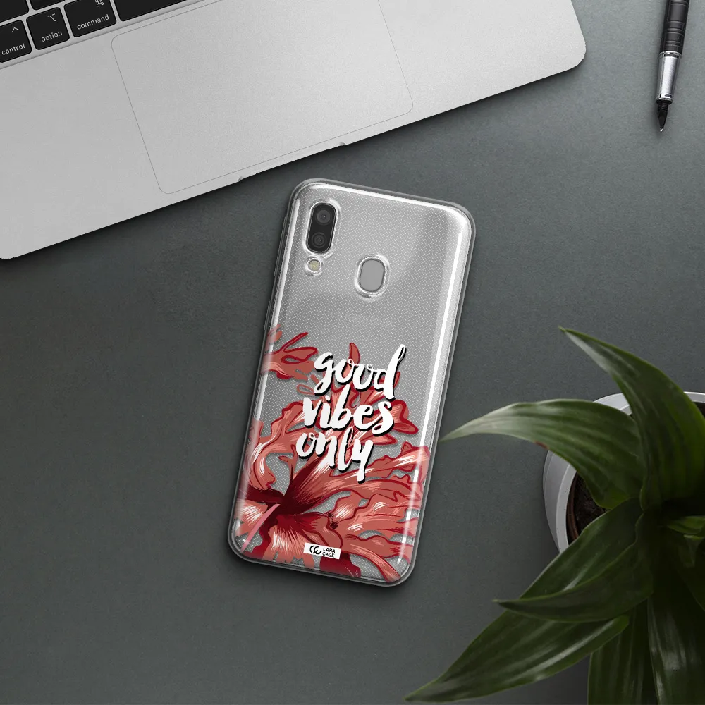 Tropical Vibes Red Samsung A40 Clear TPU Case