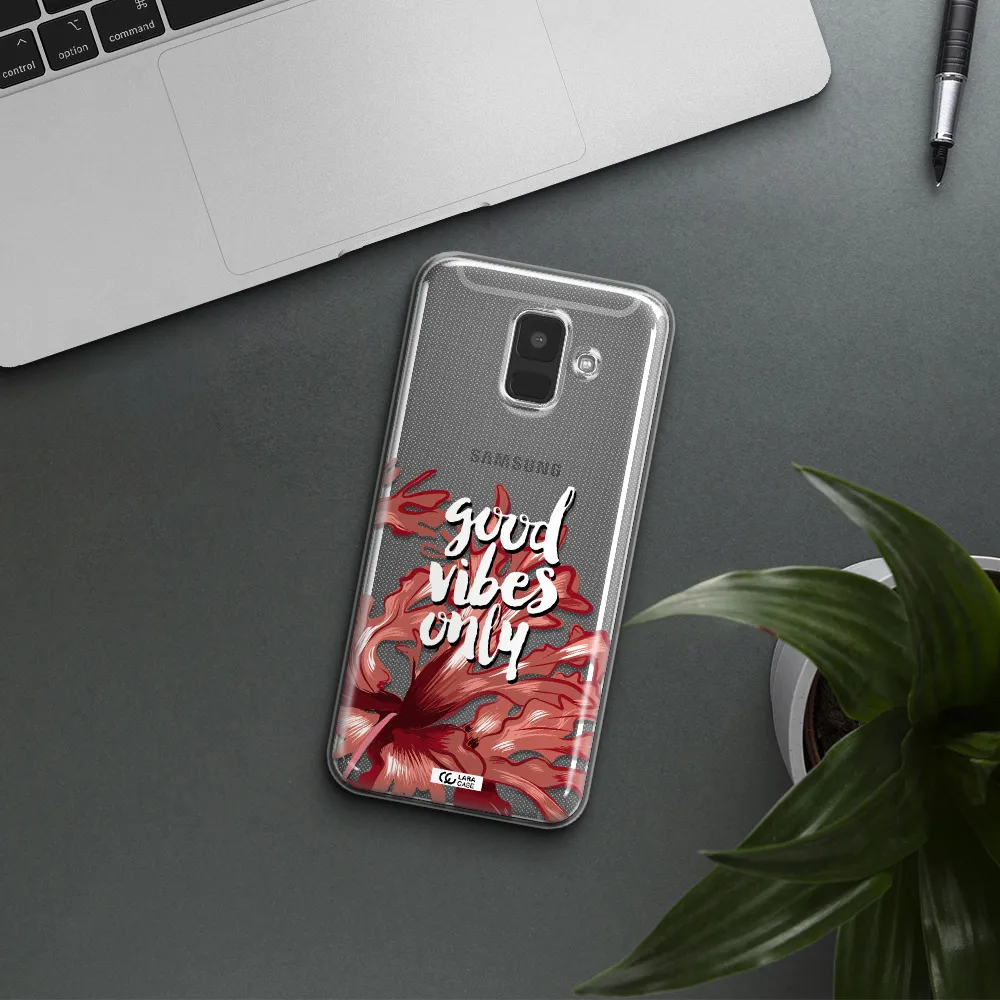 Tropical Vibes Red Samsung A6 Clear TPU Case