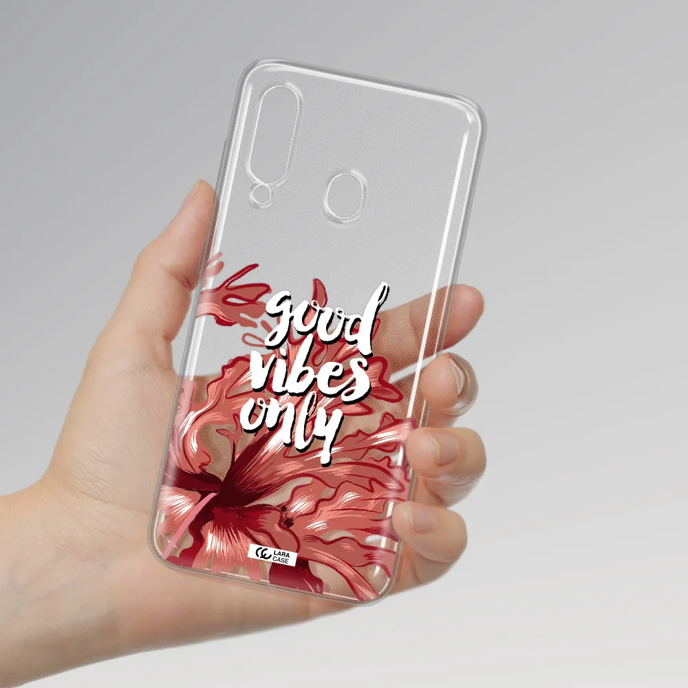 Tropical Vibes Red Samsung A60 Clear TPU Case