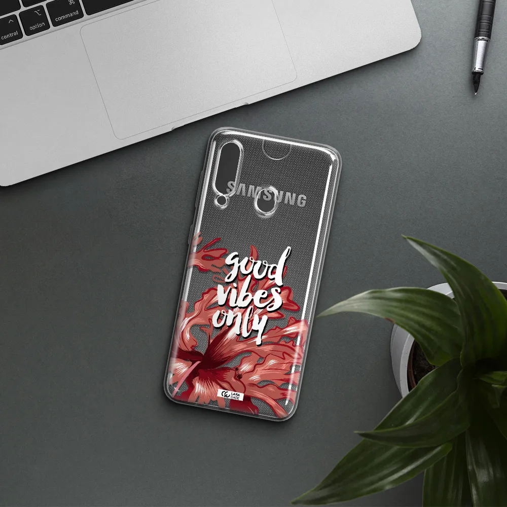 Tropical Vibes Red Samsung A60 Clear TPU Case
