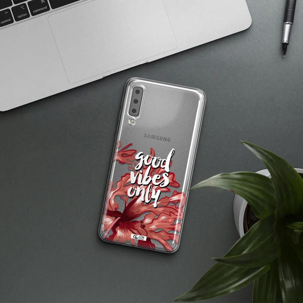 Tropical Vibes Red Samsung A7 2018 Clear TPU Case
