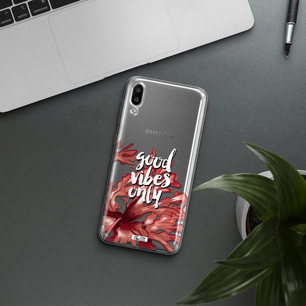 Tropical Vibes Red Samsung M10 Clear TPU Case