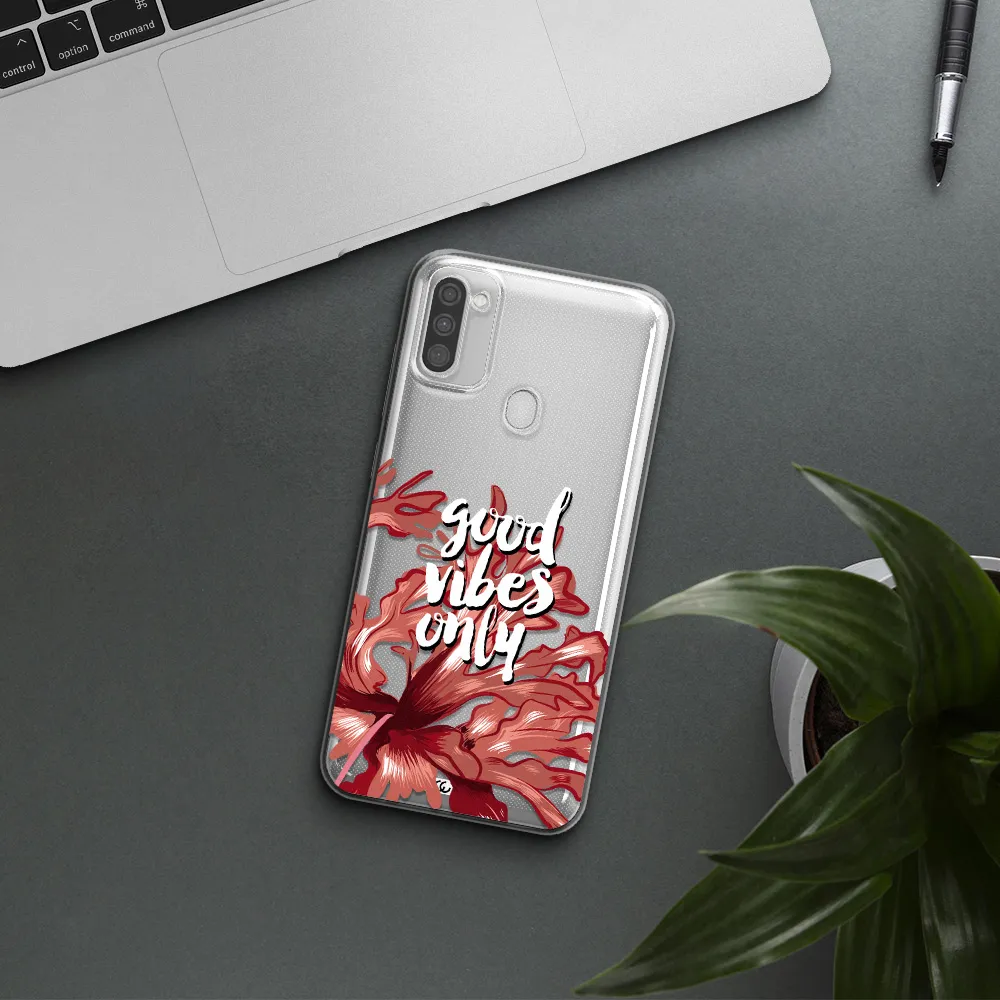 Tropical Vibes Red Samsung M11 Clear TPU Case
