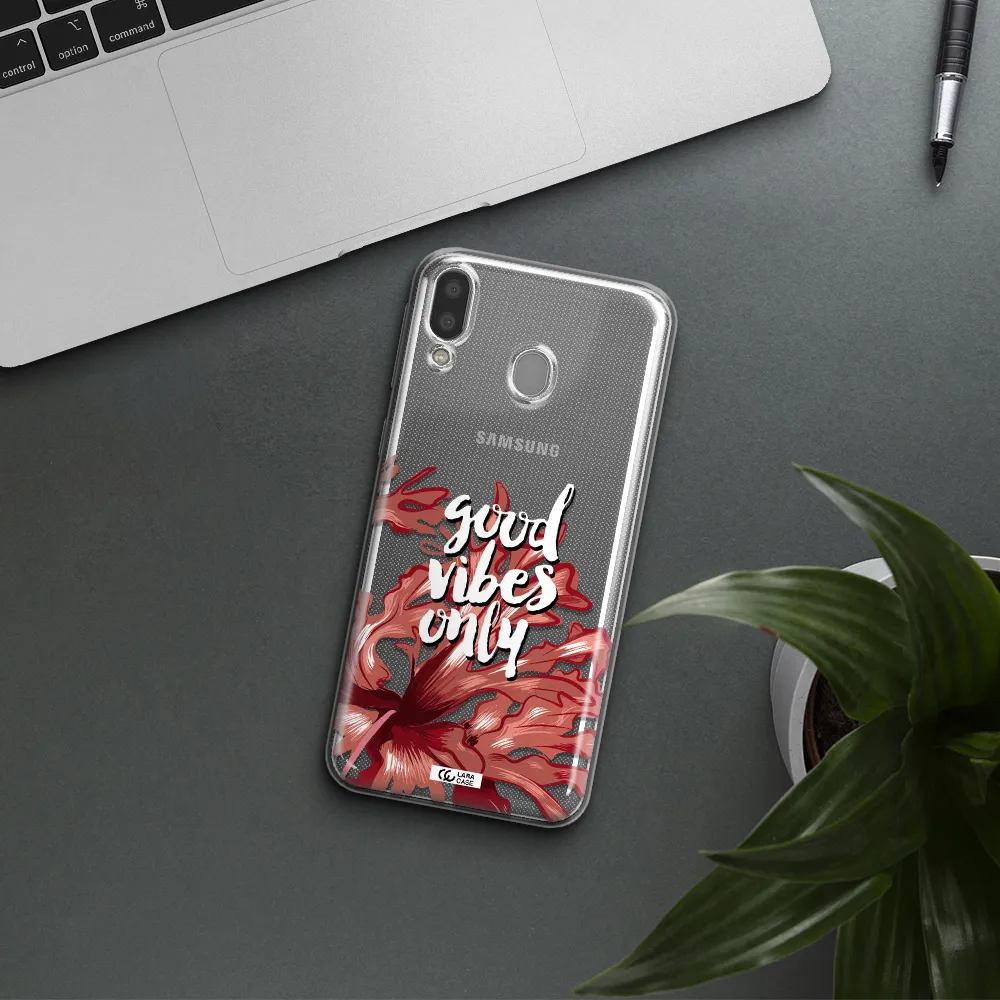 Tropical Vibes Red Samsung M20 Clear TPU Case