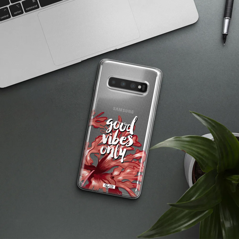 Tropical Vibes Red Samsung S10 Plus Clear TPU Case