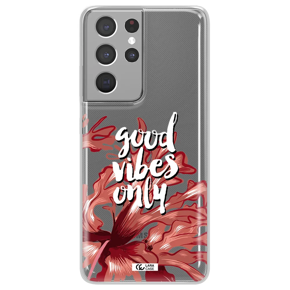 Tropical Vibes Red Samsung S21 Ultra Clear TPU Case