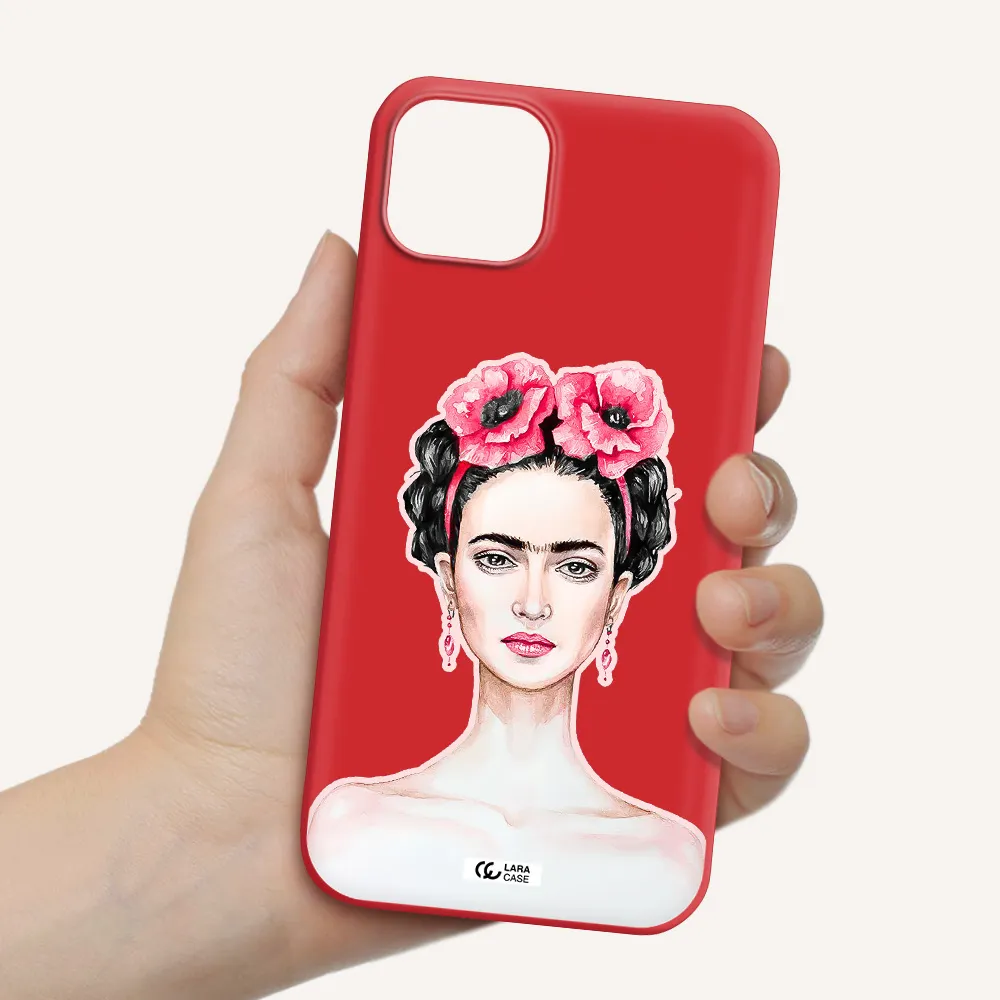 Ferida Watercolor Apple iPhone 14 plus Silicone Imperial Red Case