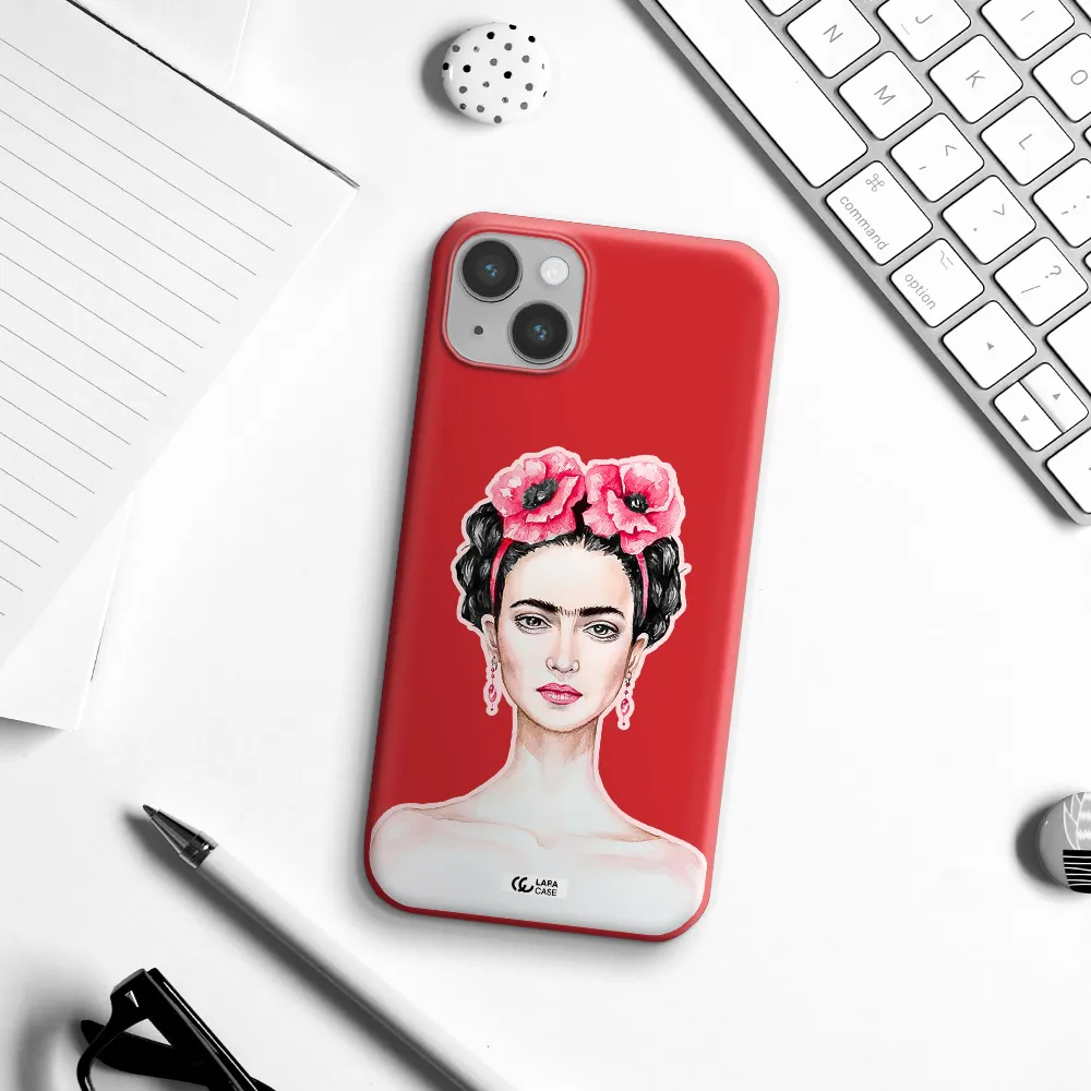 Ferida Watercolor Apple iPhone 14 plus Silicone Imperial Red Case