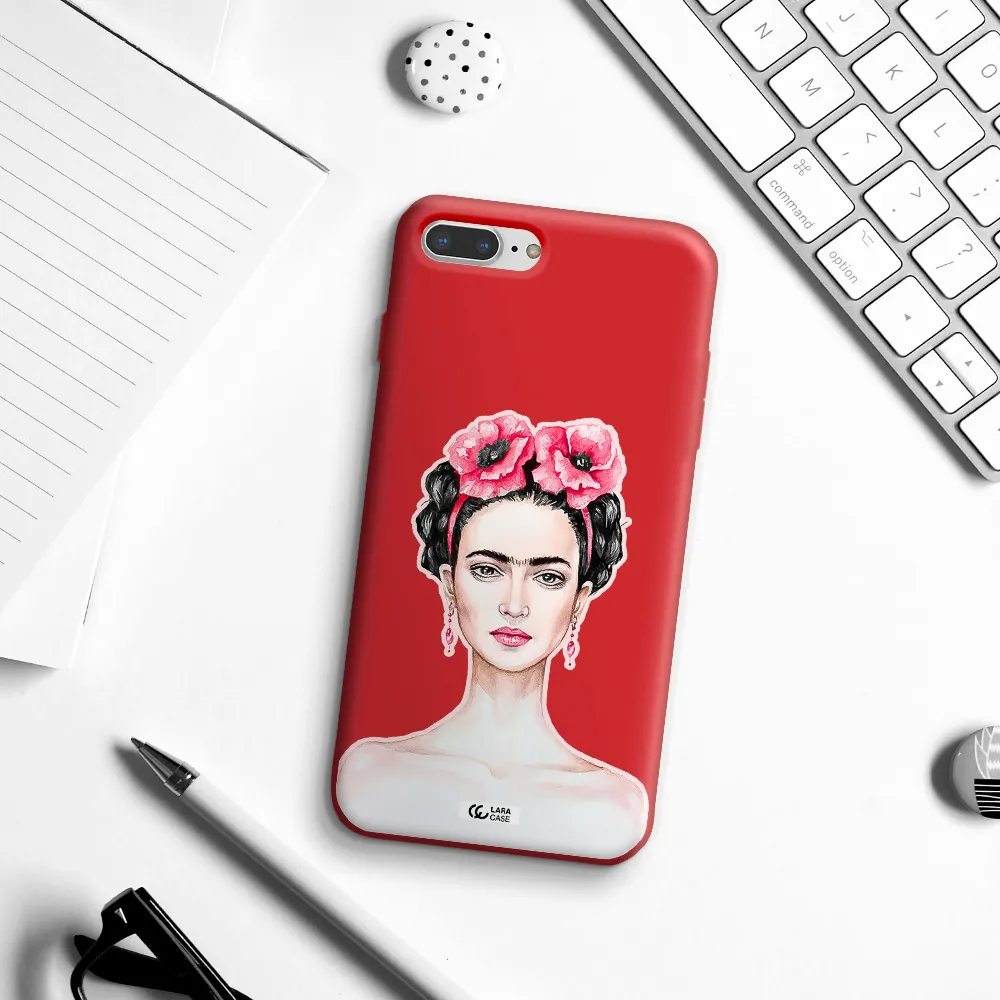 Ferida Watercolor Apple iPhone 8 plus Silicone Imperial Red Case
