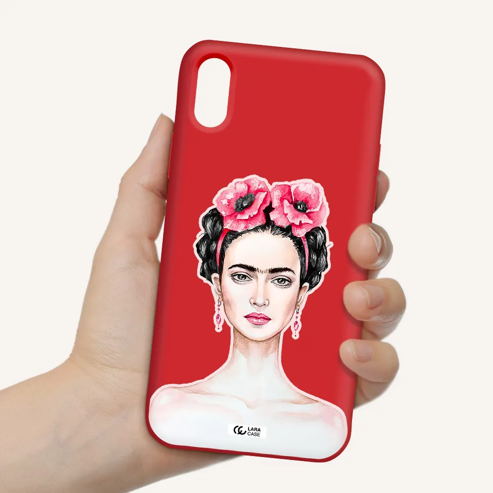 Ferida Watercolor Apple iPhone XS Silicone Imperial Red Case