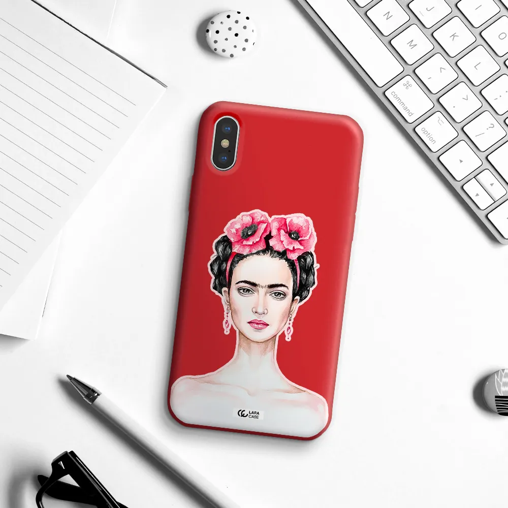 Ferida Watercolor Apple iPhone XS Silicone Imperial Red Case