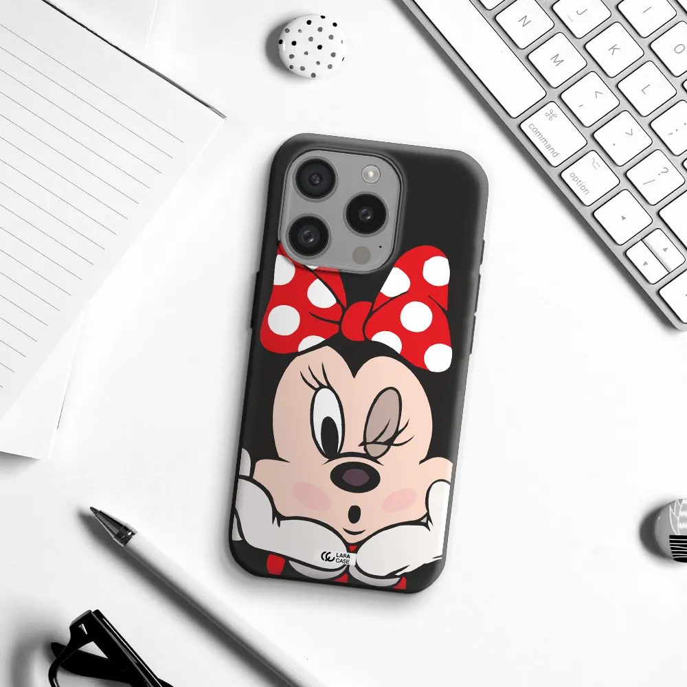 Minnie Mouse Apple Iphone 15 Pro Silicone Black Case