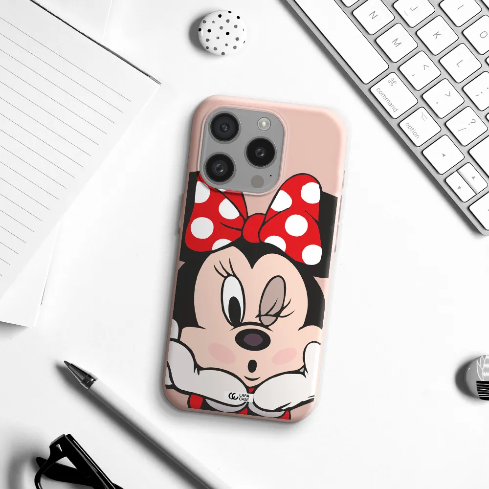 Minnie Mouse Apple Iphone 15 Pro Silicone Pastel Pink Case
