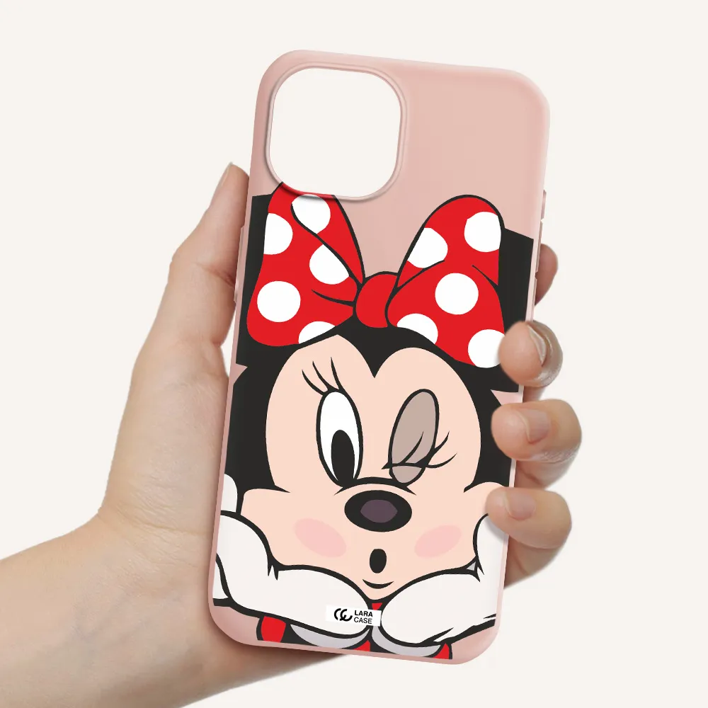 Minnie Mouse Apple Iphone 15 Silicone Pastel Pink Case